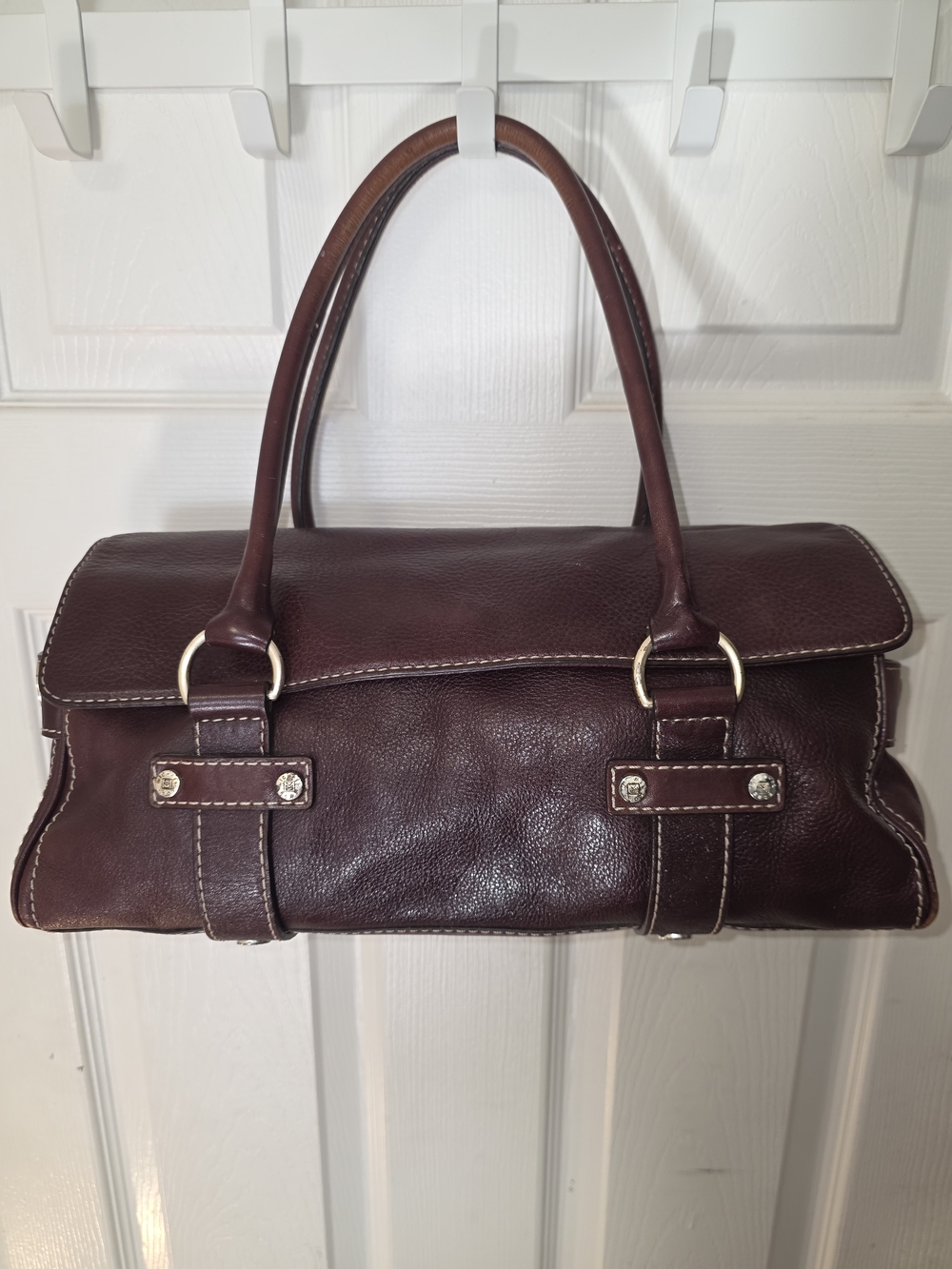 Vintage Michael Kors Women’s Burgundy Leather Satchel Handbag - Picture 3 of 9